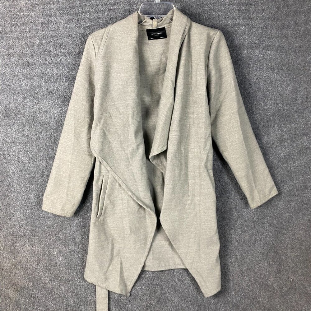 Alpha & Omega Coat Women's Small Gray 100% Polyester Adults Open Front